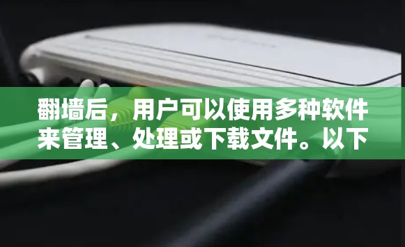 翻墙后，用户可以使用多种软件来管理、处理或下载文件。以下是一些常见的软件及其功能，供你参考
