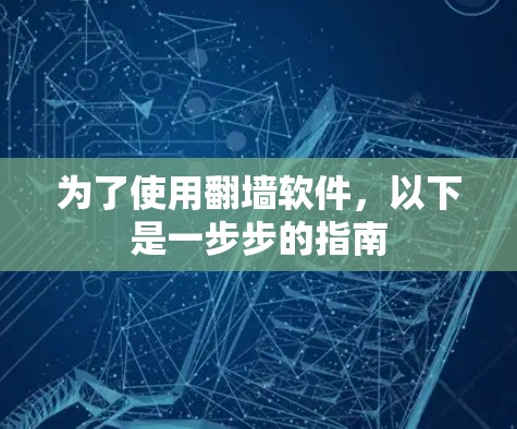为了使用翻墙软件，以下是一步步的指南