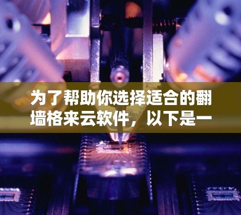 为了帮助你选择适合的翻墙格来云软件，以下是一步步的建议