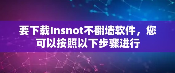 要下载Insnot不翻墙软件，您可以按照以下步骤进行