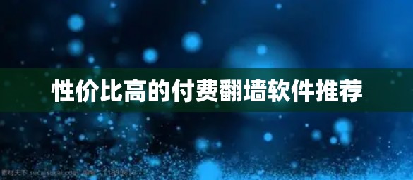 性价比高的付费翻墙软件推荐