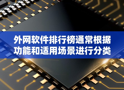 外网软件排行榜通常根据功能和适用场景进行分类,以下是一些常见的外网软件推荐,涵盖访问、管理、监控等方面 外网软件排行榜通常根据功能和适用场景进行分类,以下是一些常见的外网软件推荐,涵盖访问、管理、监控等方面